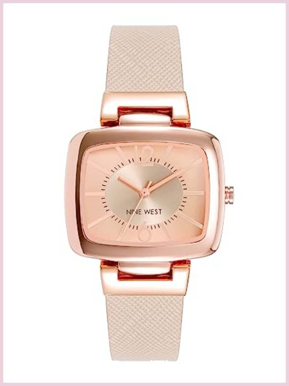 Nine West Analog Wrist Watch Faux Leather Strap Buckle Closure